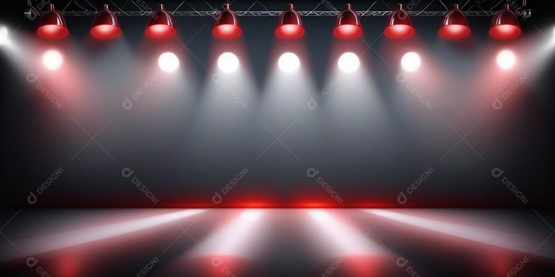 Palco iluminado com luzes de led vermelha