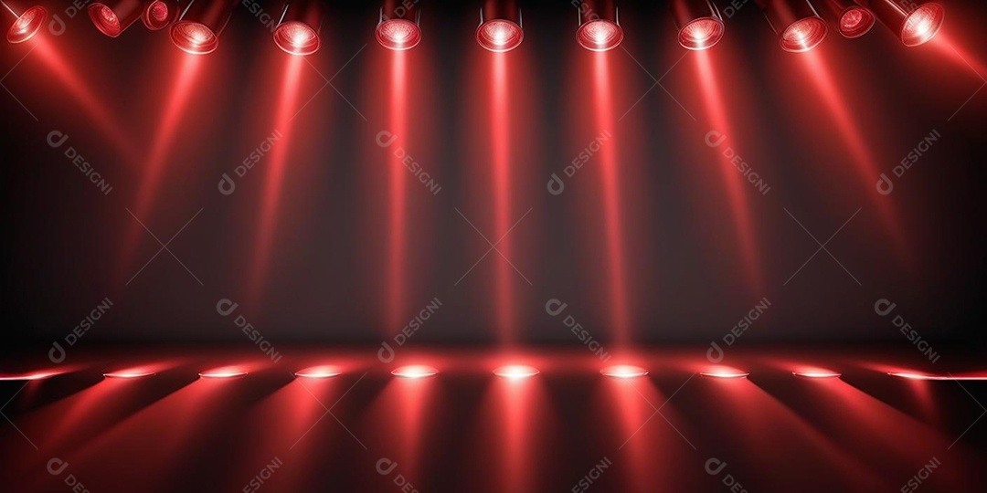 Palco iluminado com luzes de led vermelha