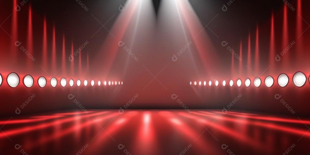 Palco iluminado com luzes de led vermelha