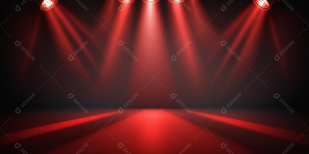 Palco iluminado com luzes de led vermelha