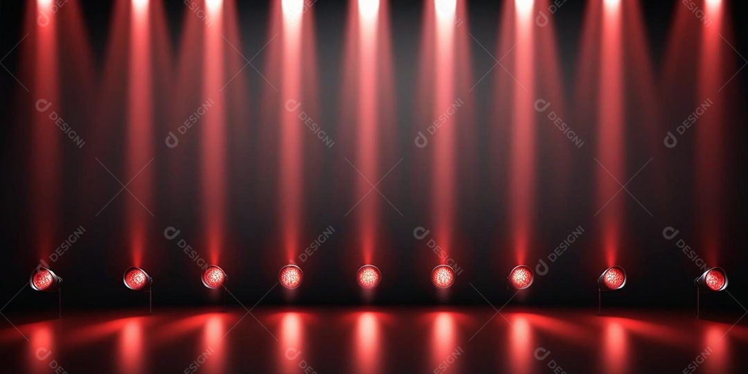 Palco iluminado com luzes de led vermelha