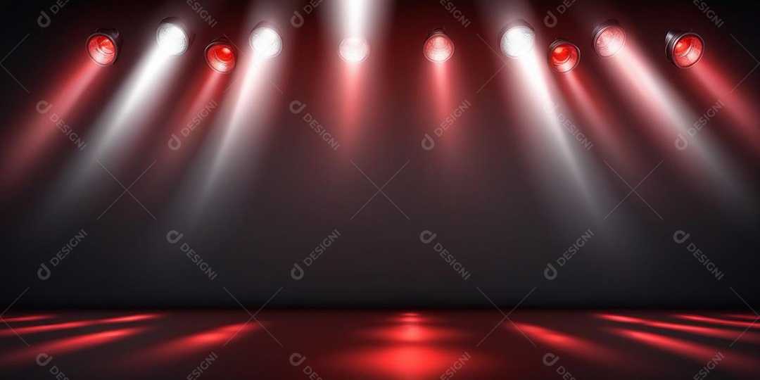 Palco iluminado com luzes de led vermelha