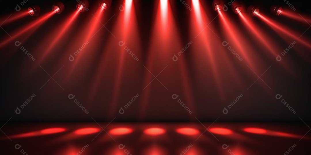 Palco iluminado com luzes de led vermelha