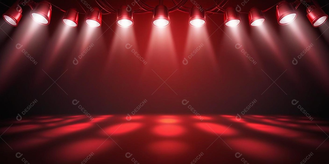 Palco iluminado com luzes de led vermelha