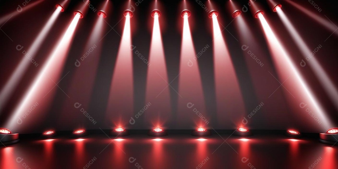 Palco iluminado com luzes de led vermelha