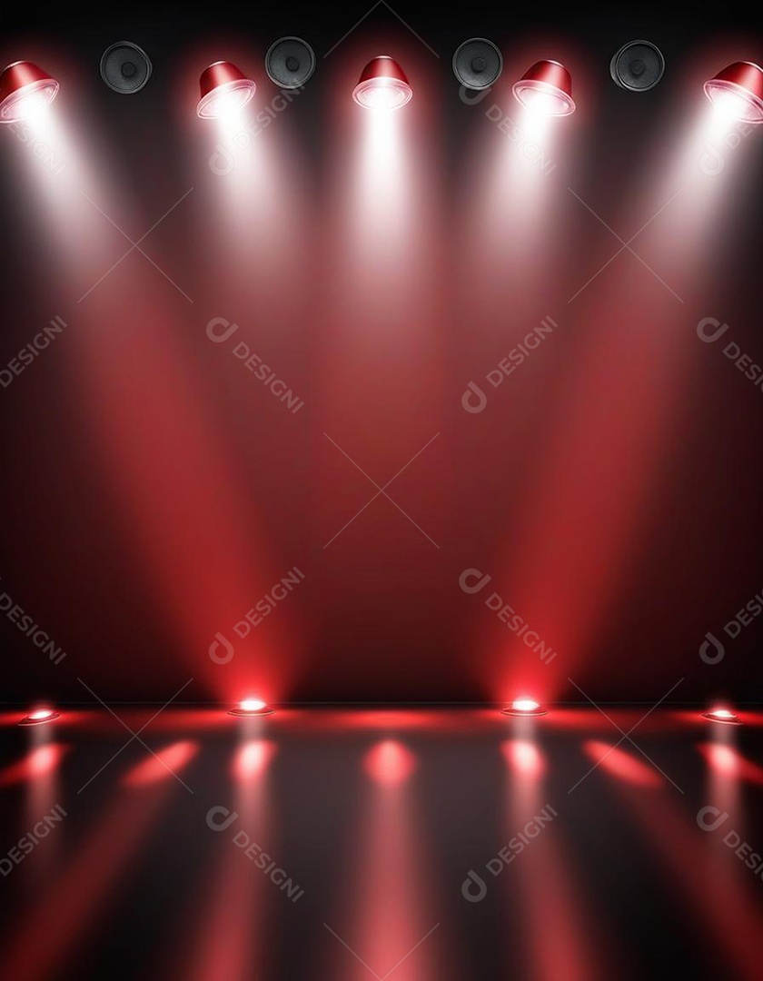 Palco iluminado com luzes de led vermelha