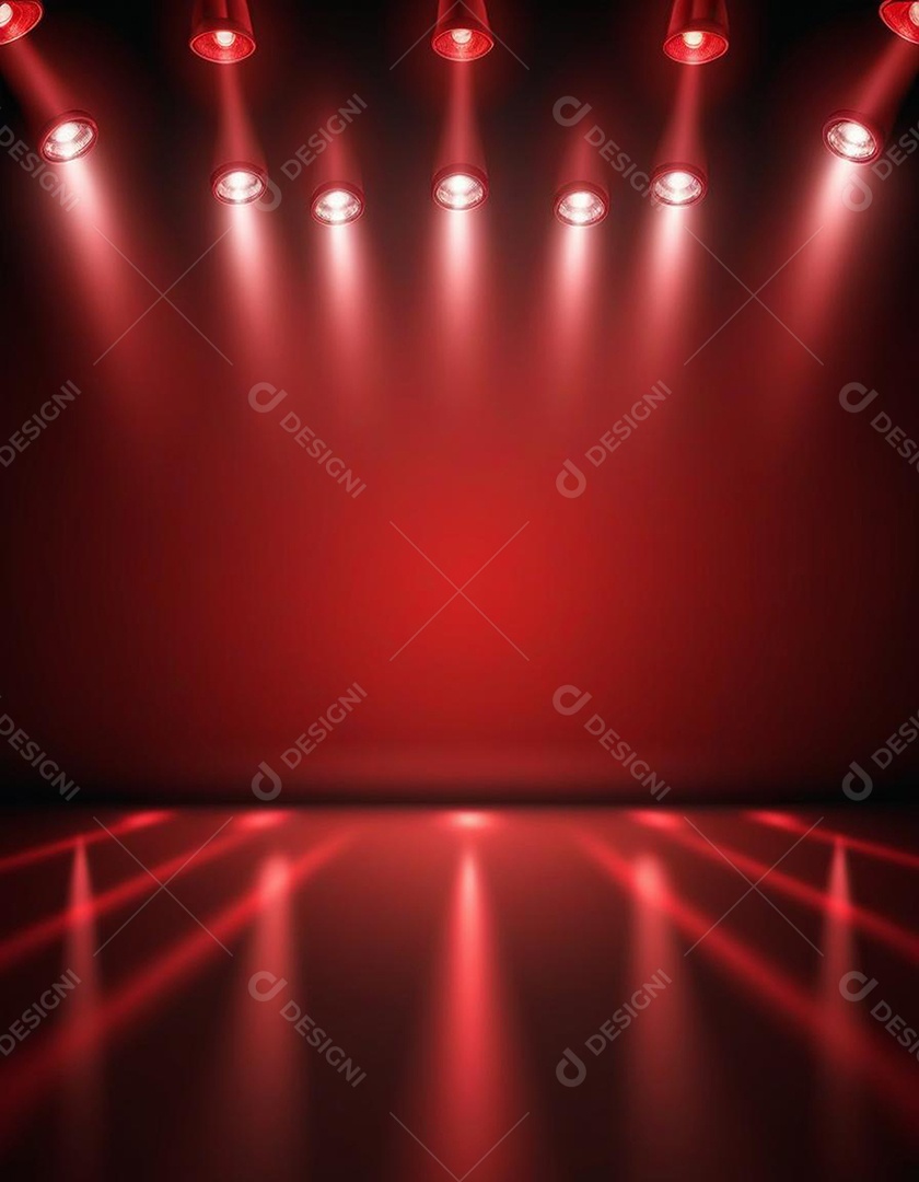 Palco iluminado com luzes de led vermelha