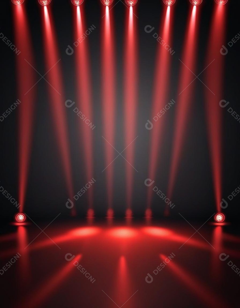 Palco iluminado com luzes de led vermelha