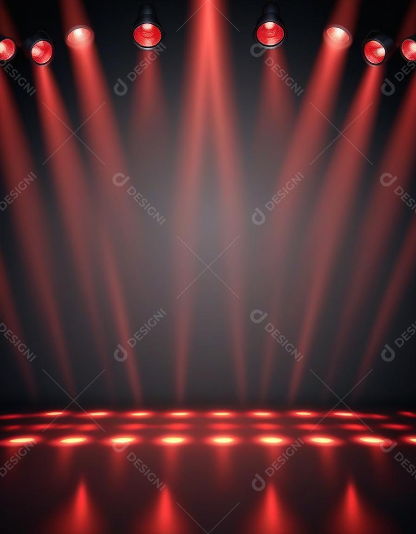 Palco iluminado com luzes de led vermelha