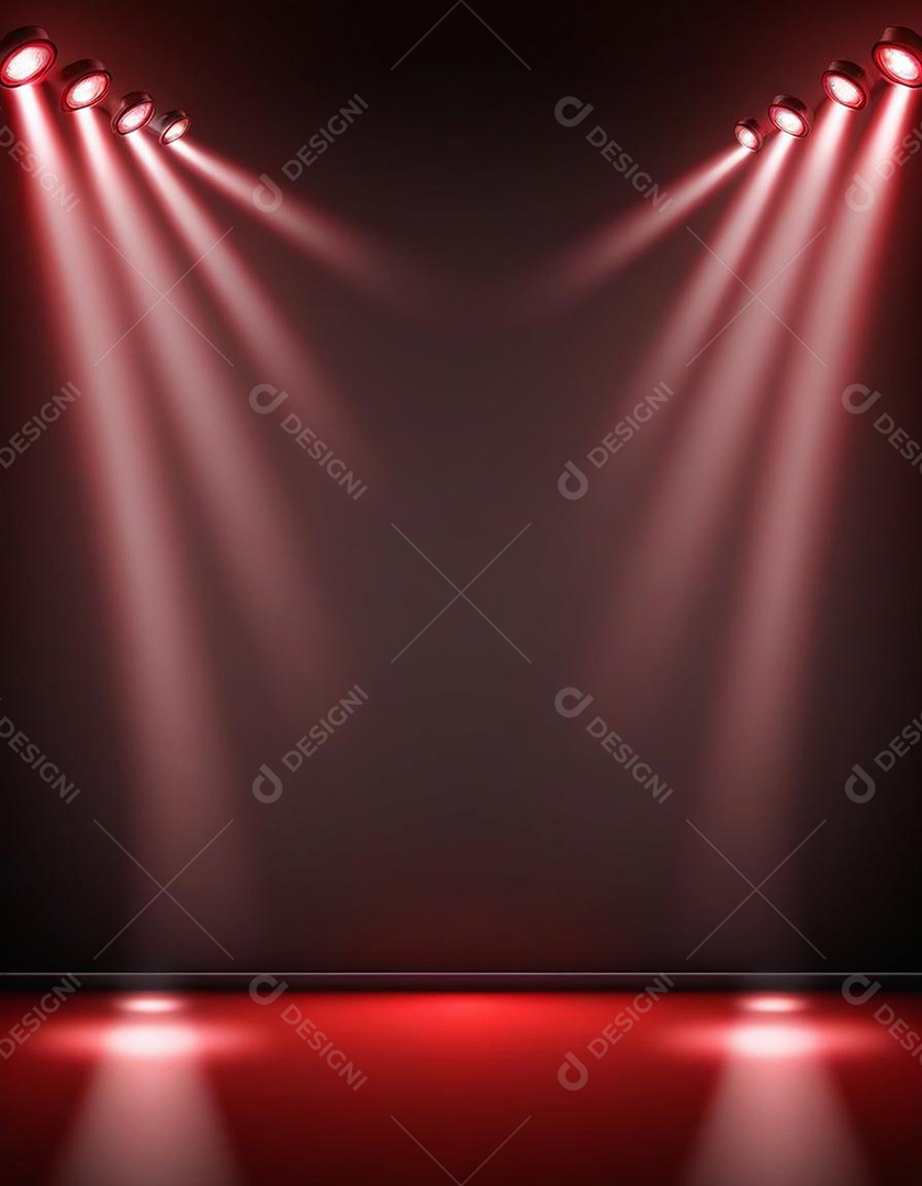 Palco iluminado com luzes de led vermelha
