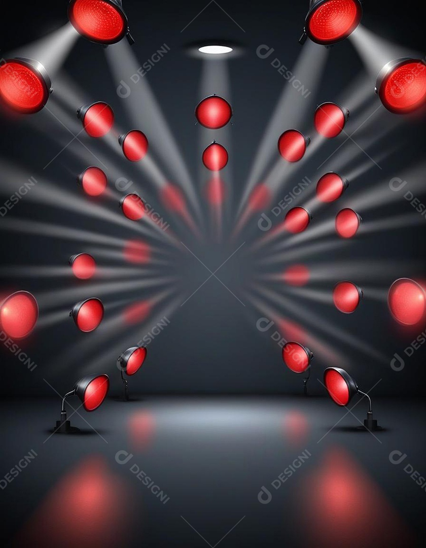 Palco iluminado com luzes de led vermelha