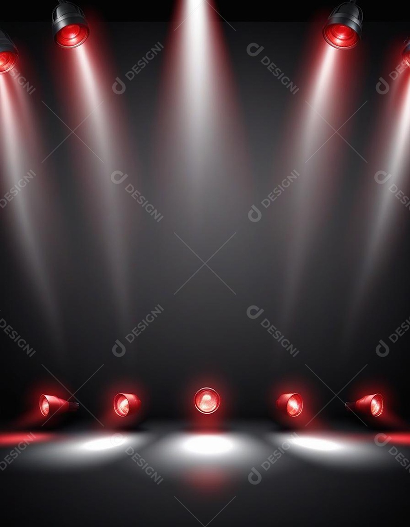 Palco iluminado com luzes de led vermelha