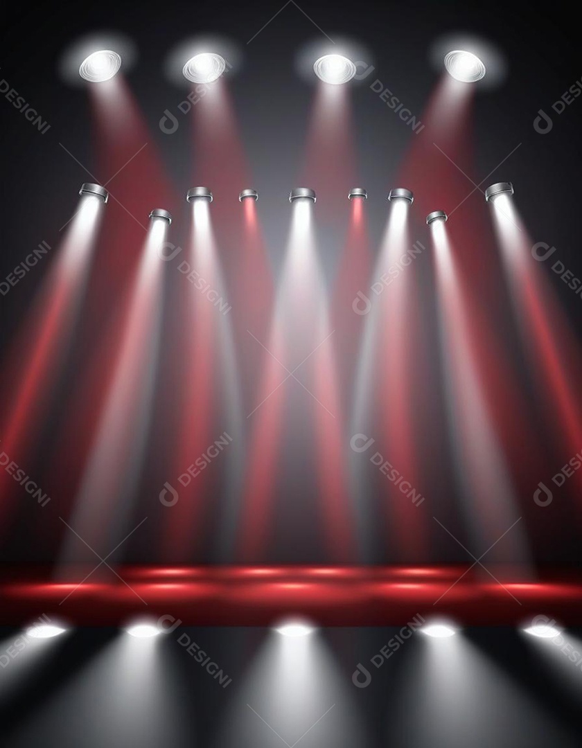 Palco iluminado com luzes de led vermelha