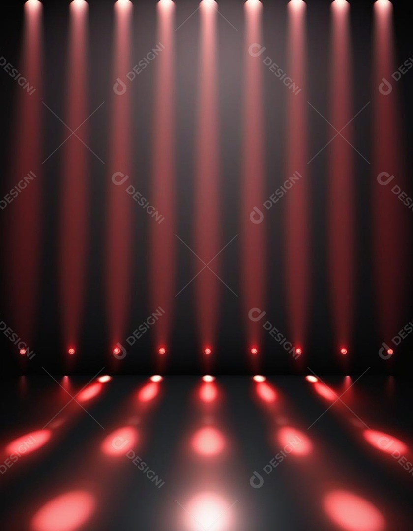 Palco iluminado com luzes de led vermelha