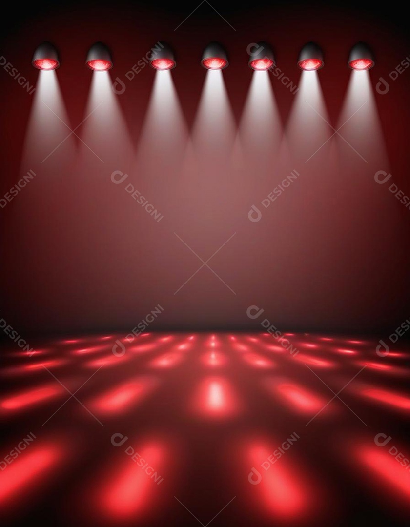 Palco iluminado com luzes de led vermelha