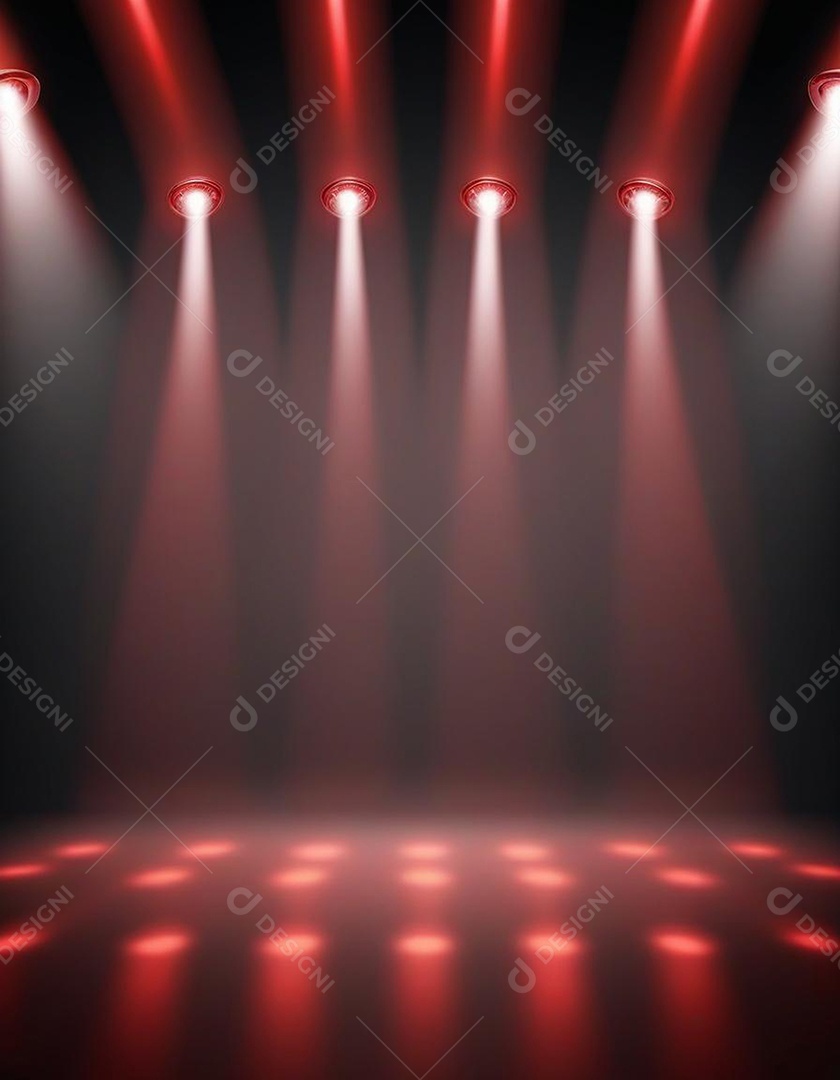 Palco iluminado com luzes de led vermelha