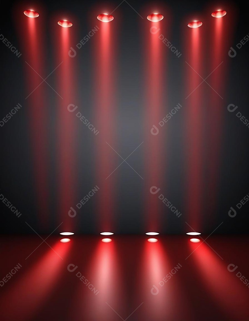 Palco iluminado com luzes de led vermelha