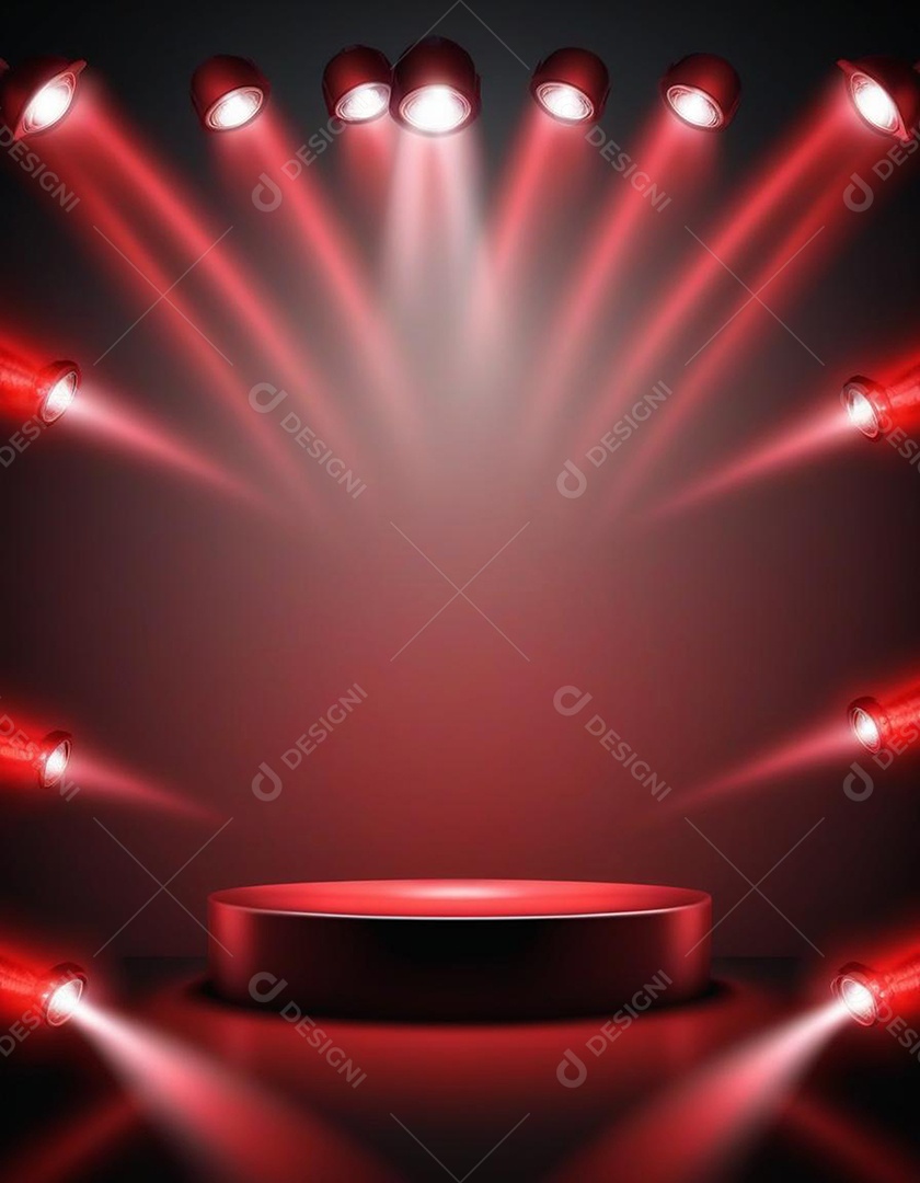 Palco iluminado com luzes de led vermelha