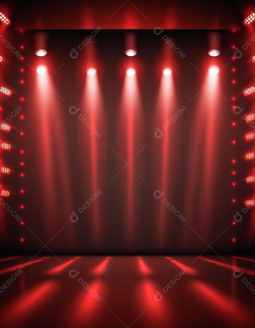 Palco iluminado com luzes de led vermelha
