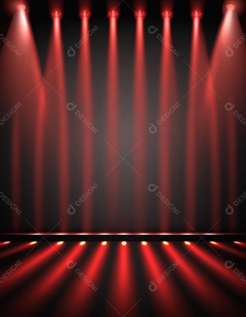 Palco iluminado com luzes de led vermelha