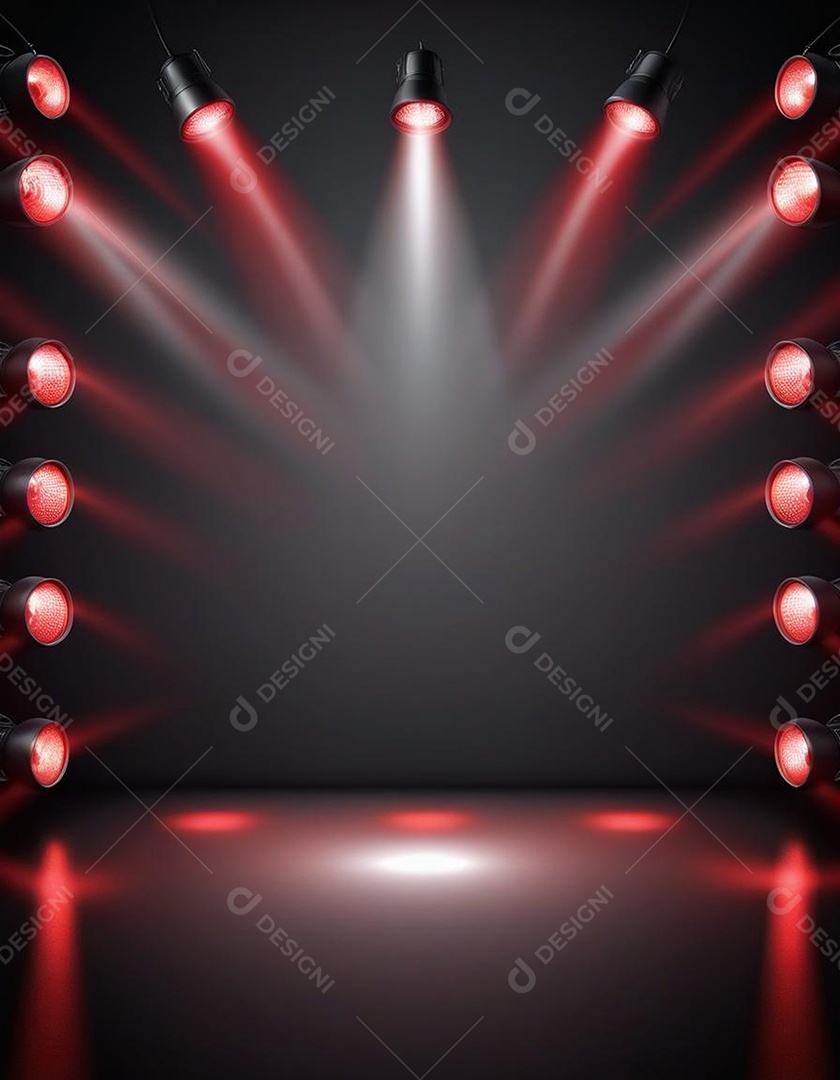 Palco iluminado com luzes de led vermelha