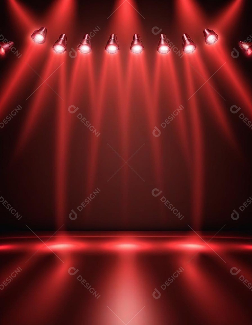 Palco iluminado com luzes de led vermelha