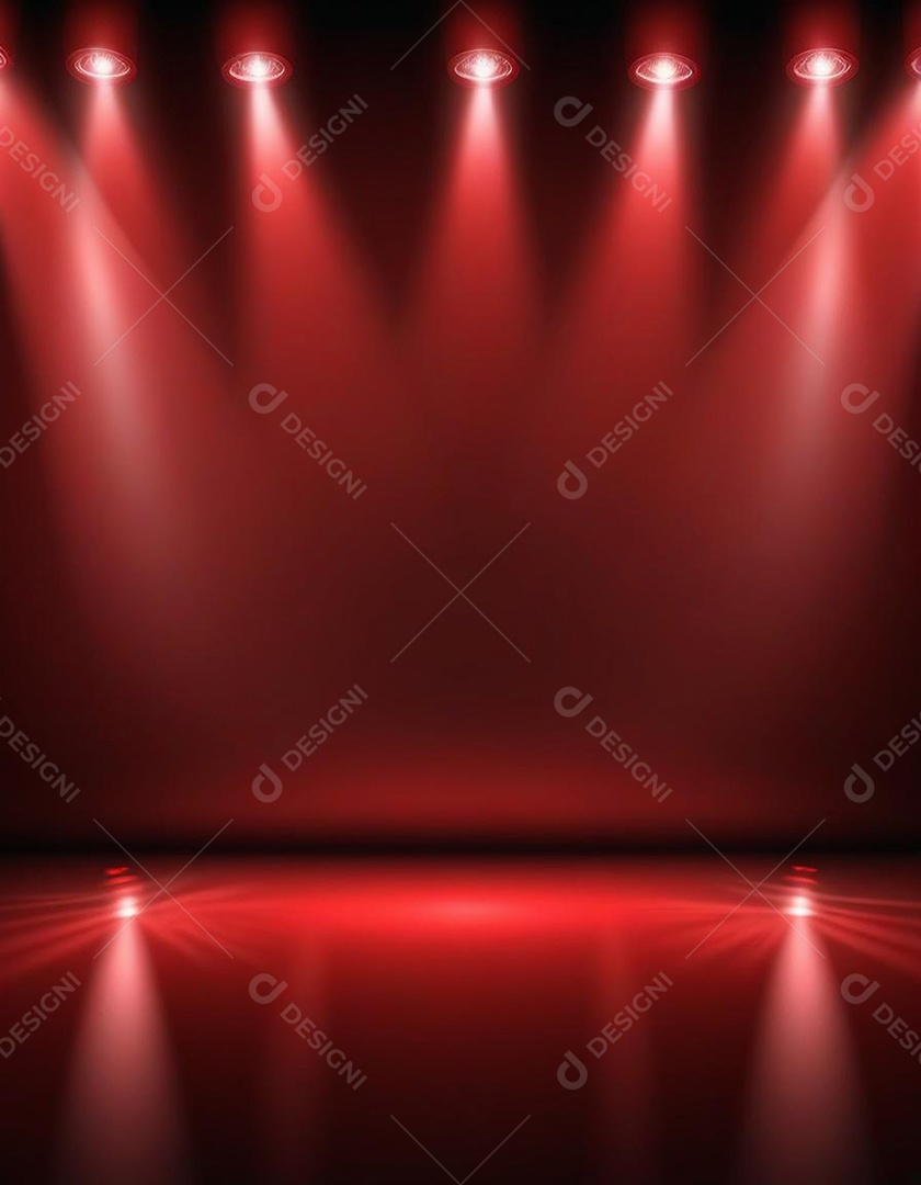Palco iluminado com luzes de led vermelha