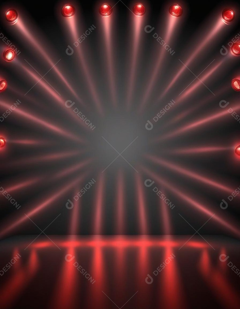 Palco iluminado com luzes de led vermelha