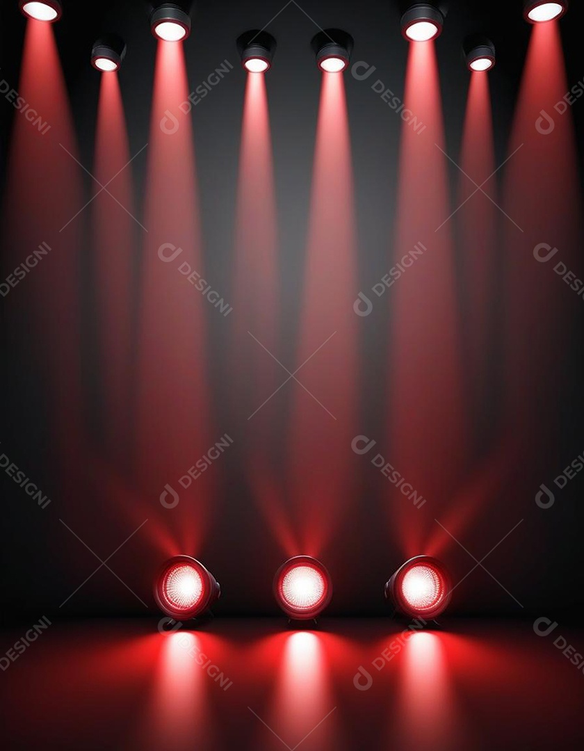 Palco iluminado com luzes de led vermelha