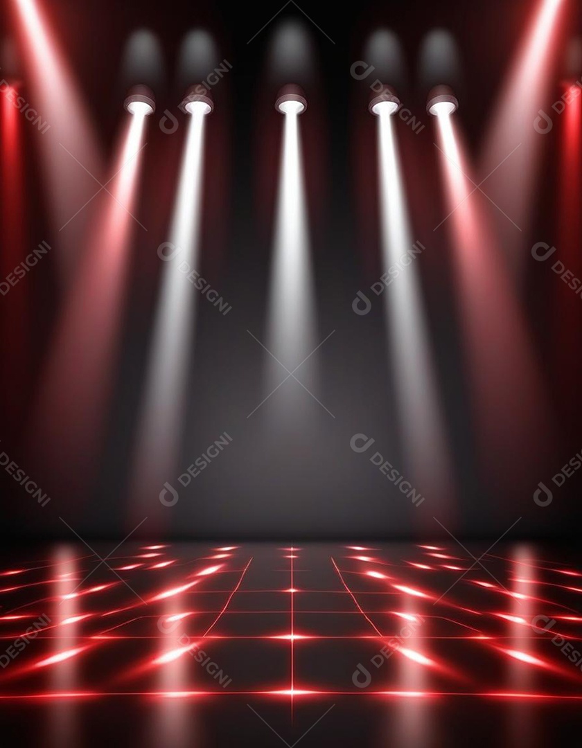 Palco iluminado com luzes de led vermelha