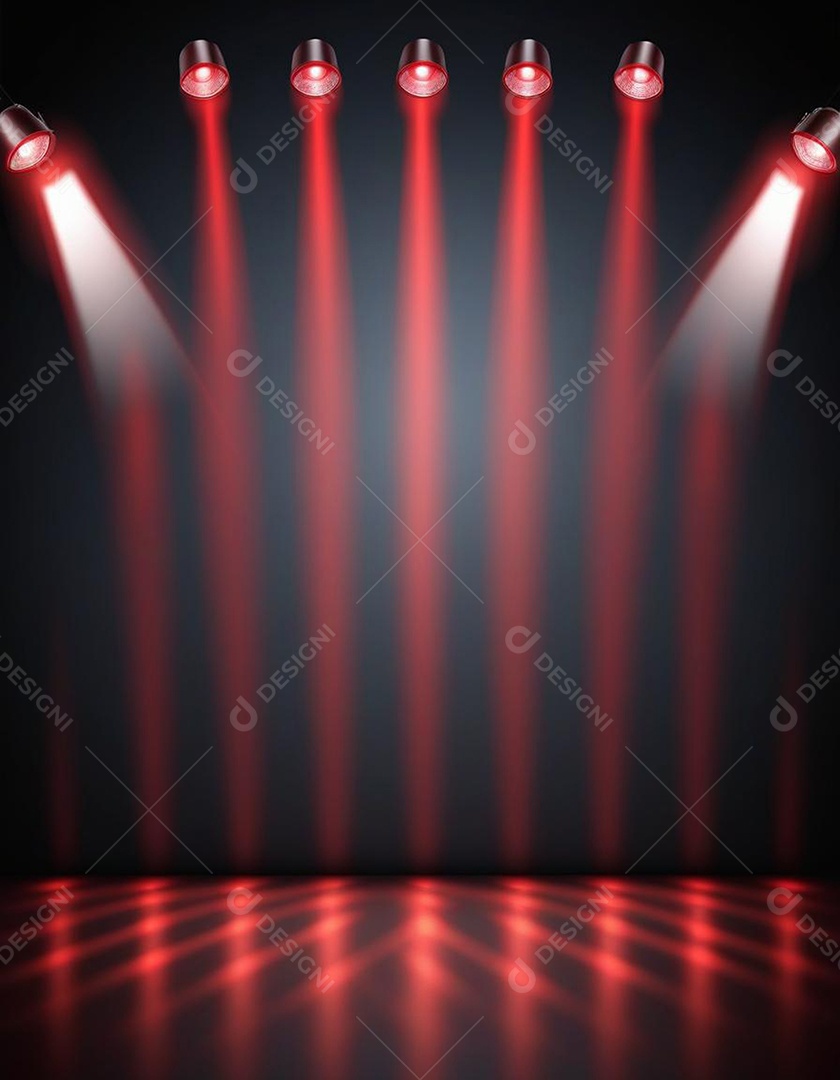 Palco iluminado com luzes de led vermelha