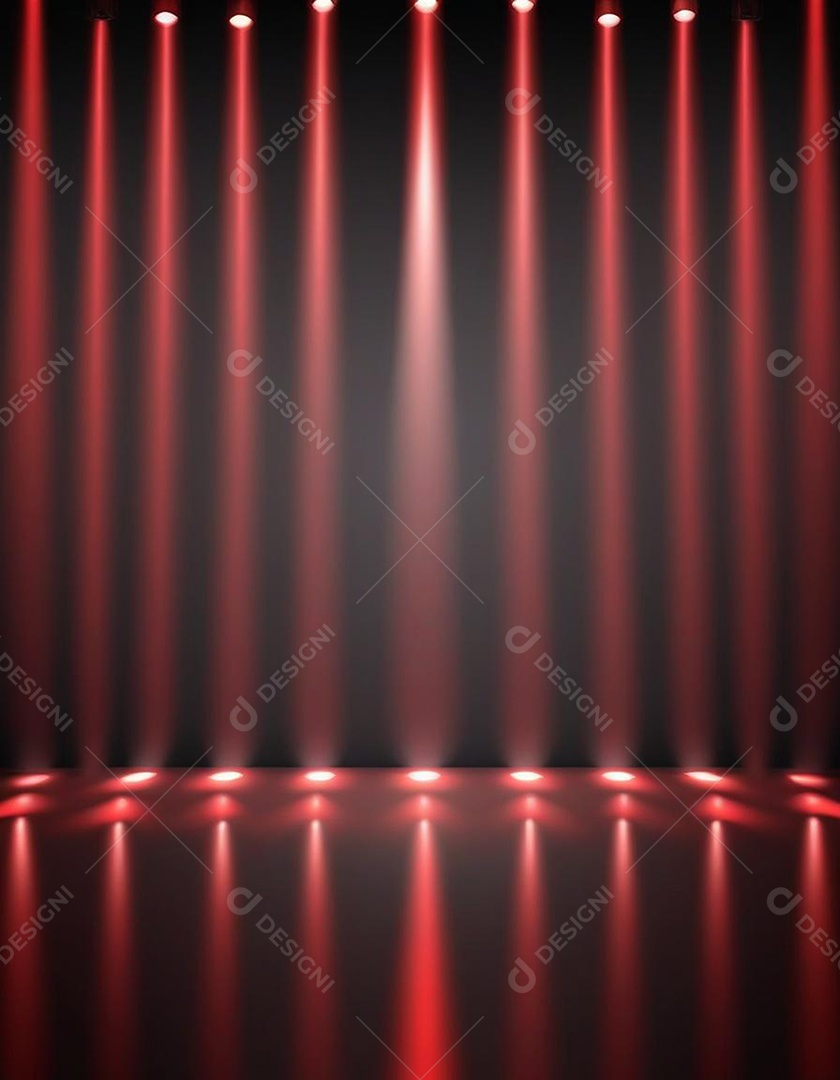 Palco iluminado com luzes de led vermelha