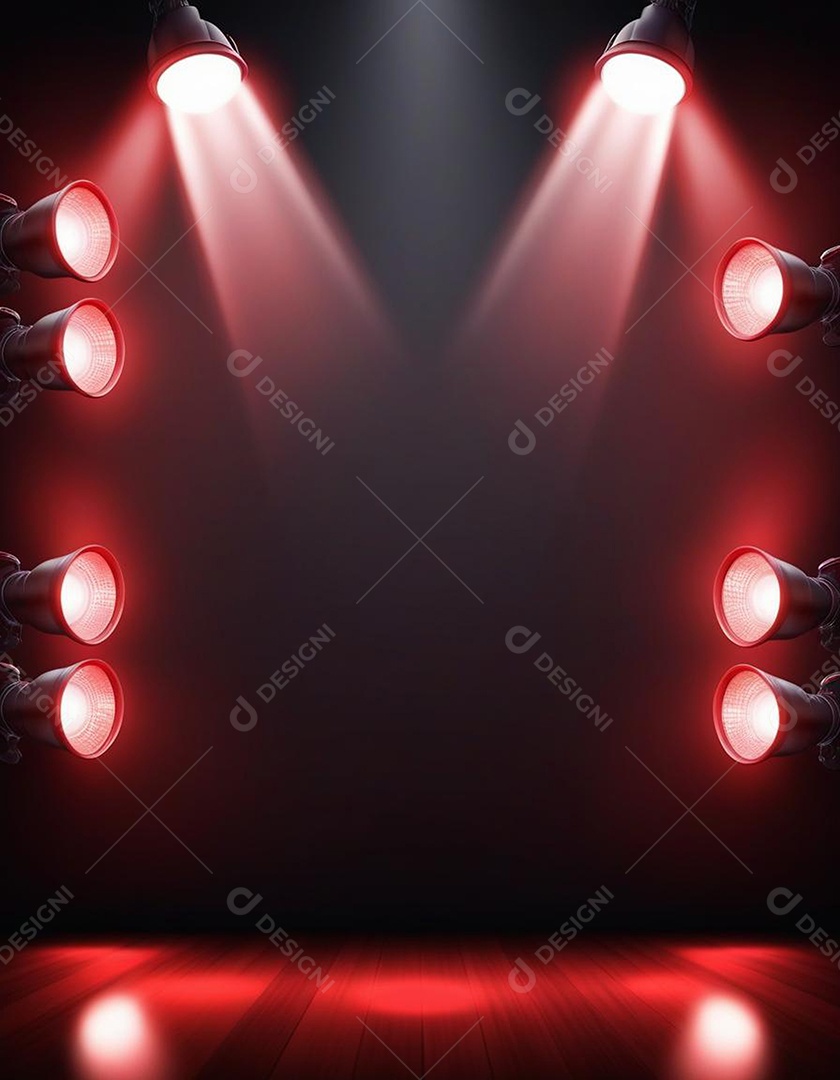 Palco iluminado com luzes de led vermelha
