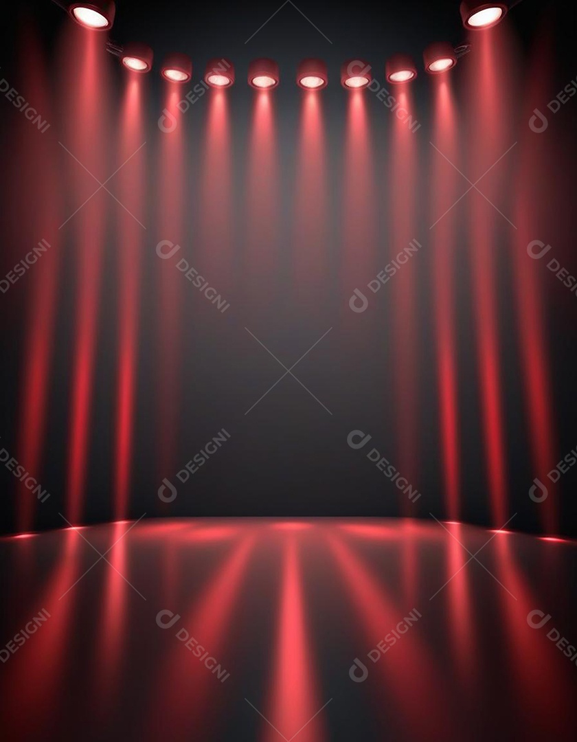 Palco iluminado com luzes de led vermelha