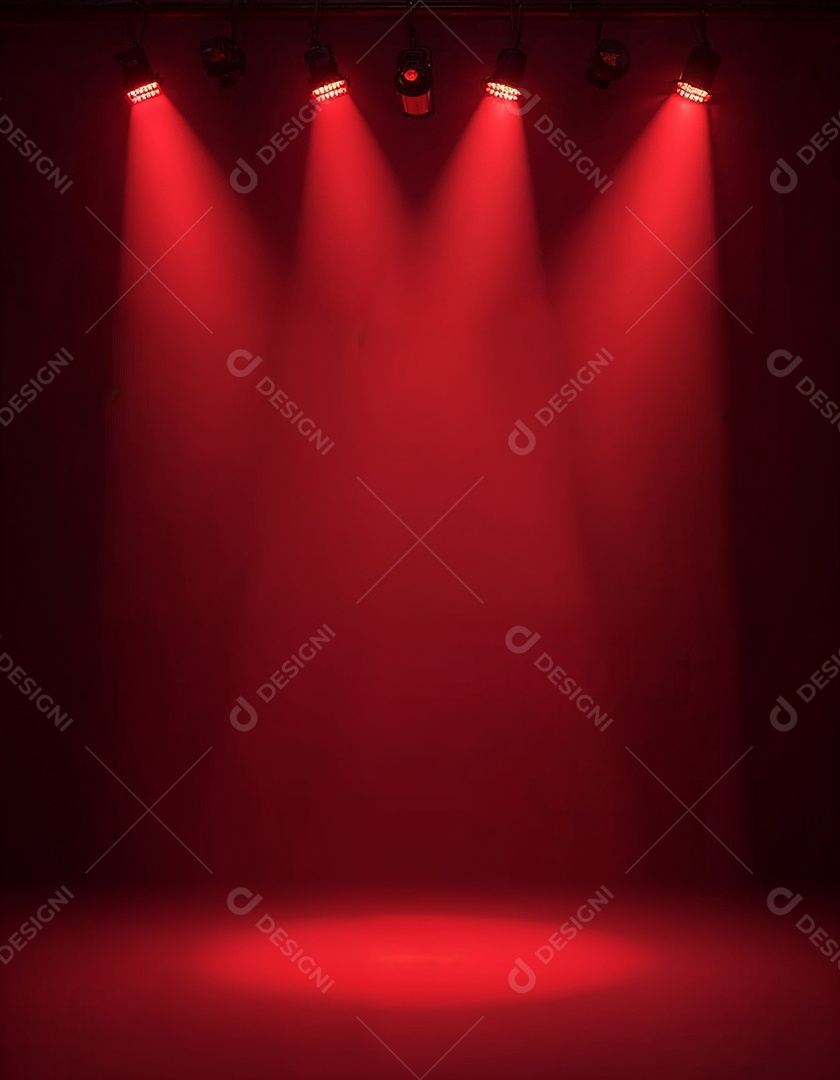 Palco iluminado com luzes de led vermelha