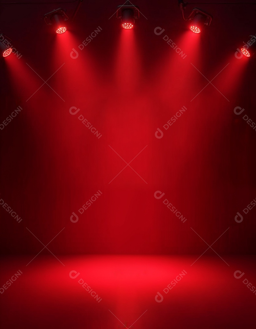 Palco iluminado com luzes de led vermelha