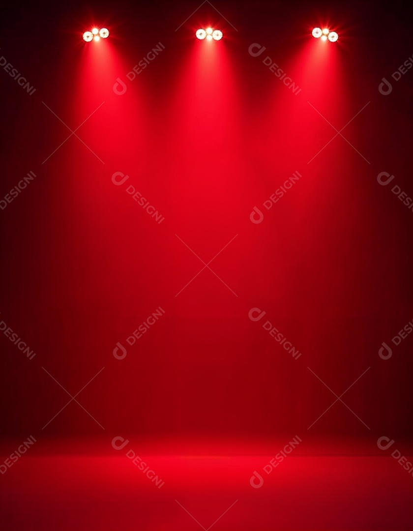 Palco iluminado com luzes de led vermelha