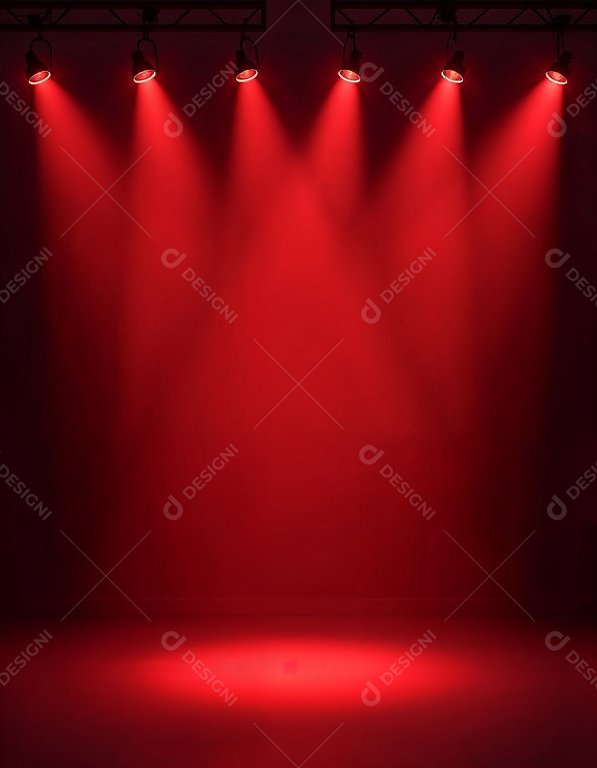 Palco iluminado com luzes de led vermelha