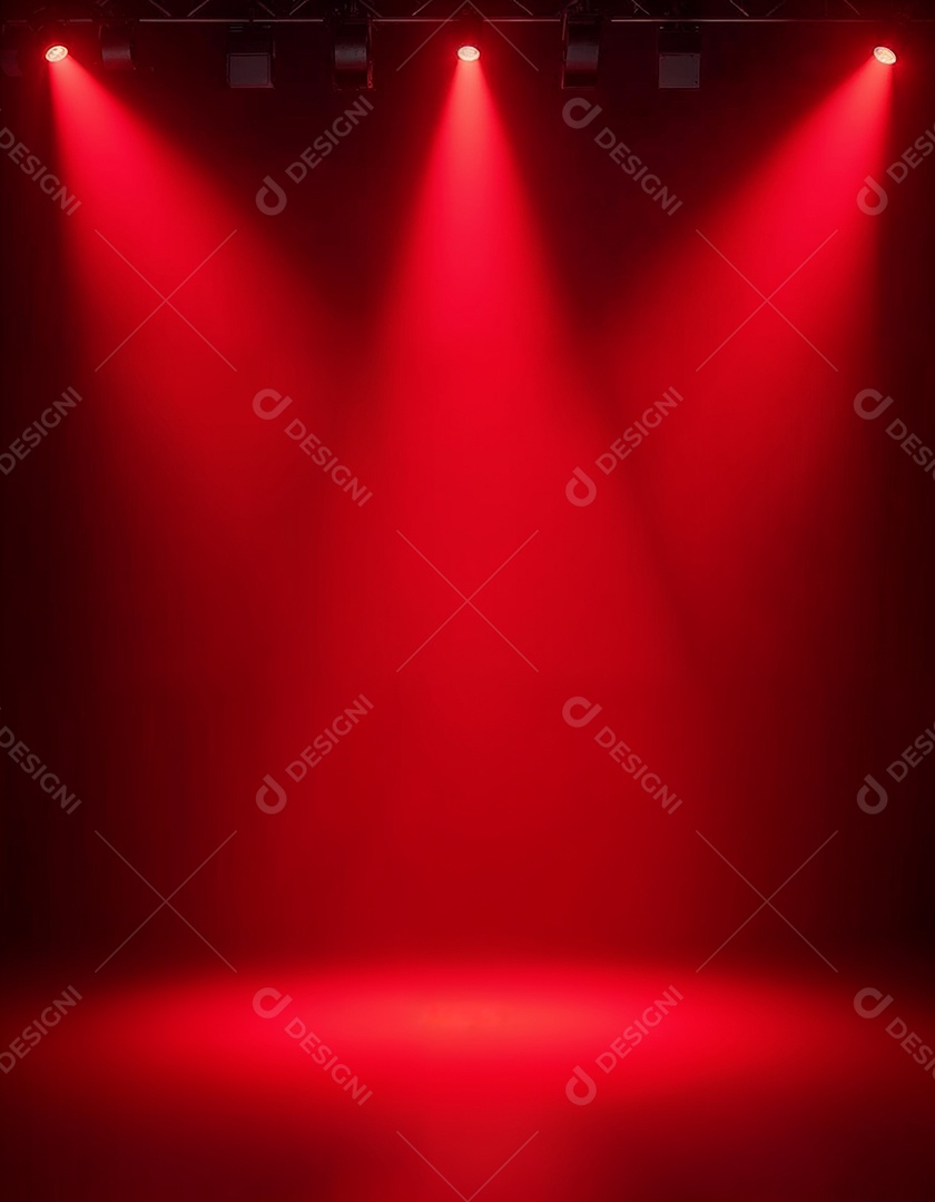 Palco iluminado com luzes de led vermelha