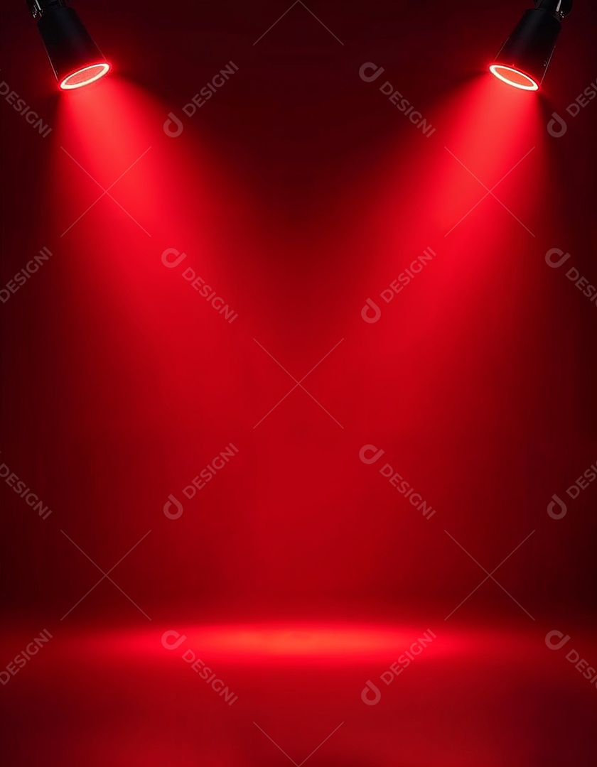 Palco iluminado com luzes de led vermelha