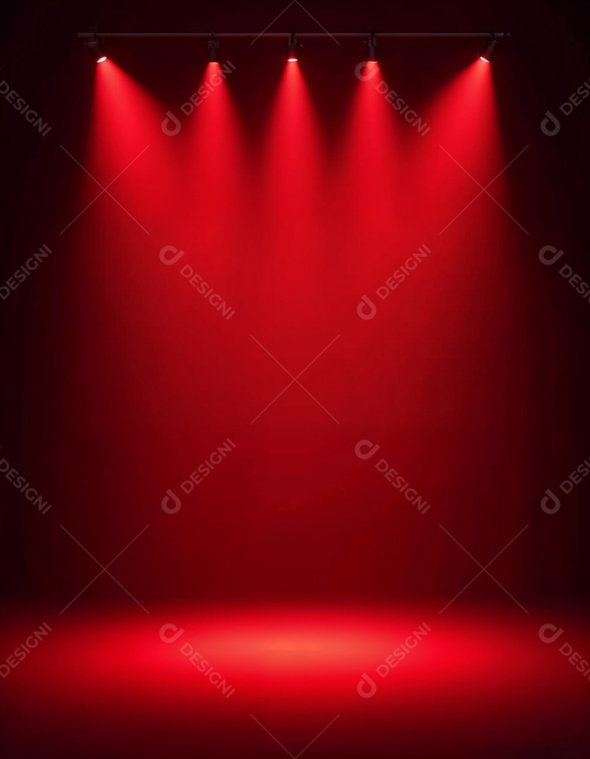 Palco iluminado com luzes de led vermelha