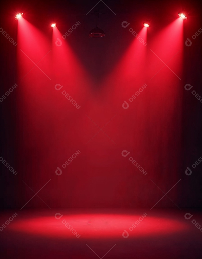 Palco iluminado com luzes de led vermelha
