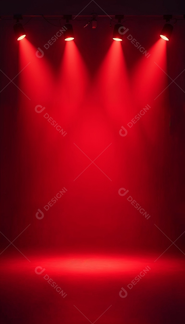 Palco iluminado com luzes de led vermelha
