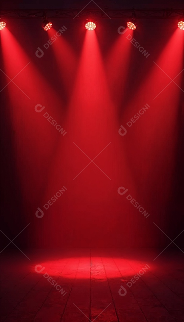 Palco iluminado com luzes de led vermelha