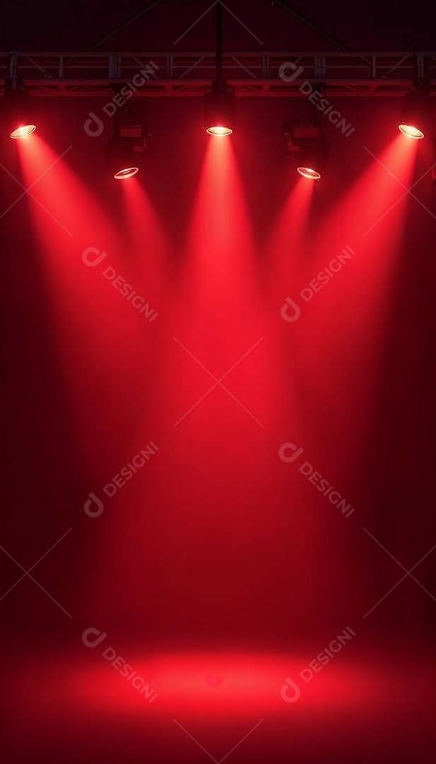 Palco iluminado com luzes de led vermelha