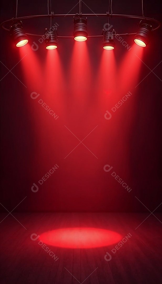 Palco iluminado com luzes de led vermelha