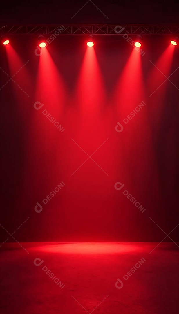 Palco iluminado com luzes de led vermelha