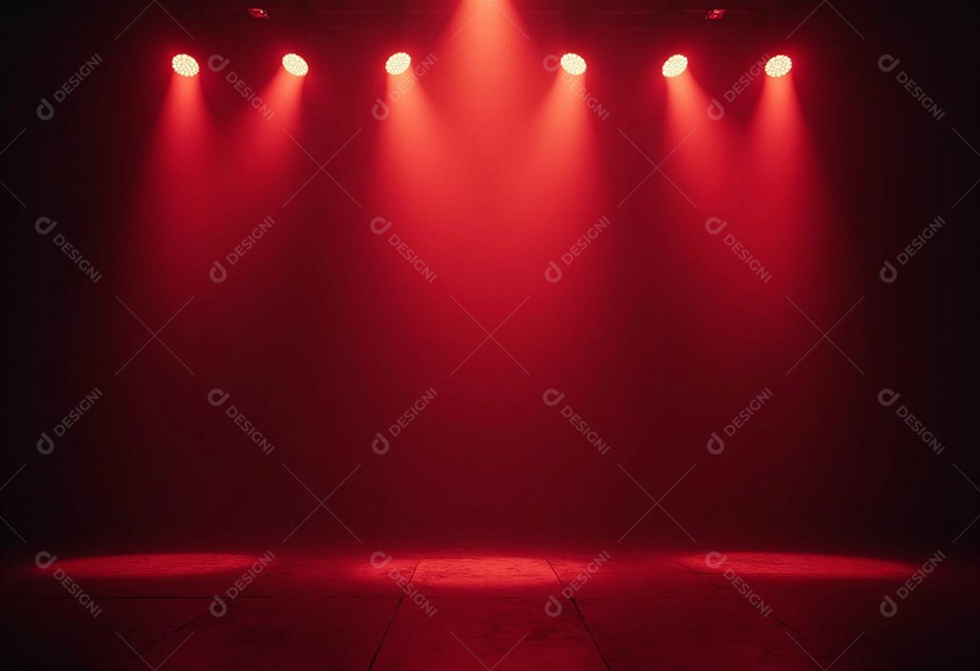 Palco iluminado com luzes de led vermelha