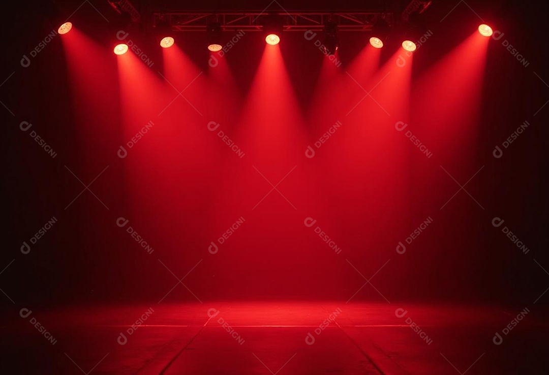 Palco iluminado com luzes de led vermelha