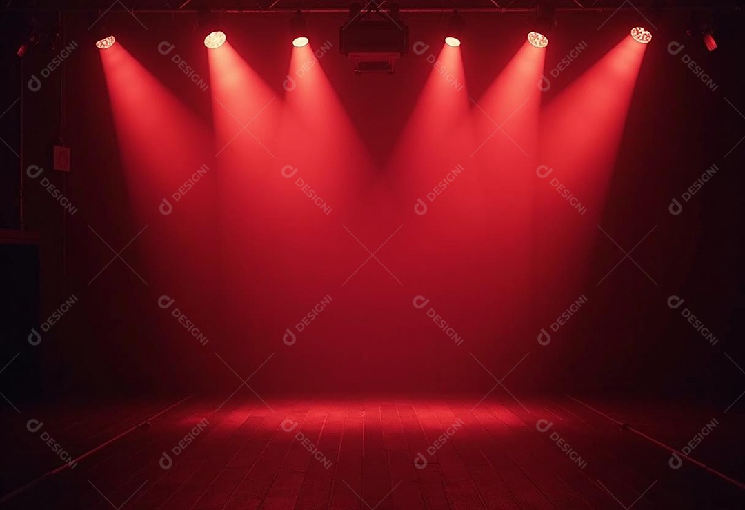 Palco iluminado com luzes de led vermelha